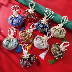 복주머니 파우치 소 전통 기념품 선물포장 장식 소품, 복주머니_카키