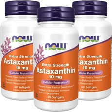 NOW Foods 蝦紅素10mg軟膠囊, 60顆, 3罐