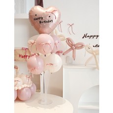 생일 파티 하트풍선 세트 장식 풍선, 1개, 핑크 테이블+케이크
