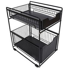 AOTTO 多功能廚房浴室抽屜置物架, 黑色, 1個