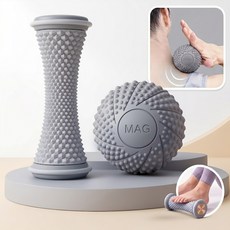 Clevoria 원형 지압 마사지볼 발바닥 근육이완 족저근막염 완화 도움 요가 필라테스용, 1세트, 그레이2종
