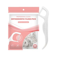 矯正牙線棒 牙套專用 雙線設計 牙線棒, 1個, 粉-100支裝-矯正雙線牙線棒