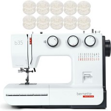 버넷 B35 재봉틀 23가지 내장 스티치 5mm 스티치 폭 전면 장착 후크 원스텝 버튼홀 10개 무료 실, 버넷 B35 재봉틀, 23가지 내장 스티치, 5mm 스