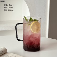 DFMEI 大容量帶把高硼硅玻璃杯耐高溫家用冷飲水果茶杯啤酒杯大號馬克杯, 1個