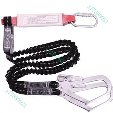 高空作業安全繩耐磨工地施工保險帶防墜落, 雙鉤帶緩衝-彈力繩款, 1個