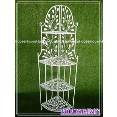 *︵House傢飾︵* 美式鄉村復古Loft工業風洗白鐵製四層角落架 轉角架 花架 (落地式) - 限量新款, 1個