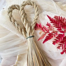 注連繩 注連繩 稻草圈 正月繩 祈福繩 花圈 祈福開運，手工編織，新年裝飾，居家擺飾, 雙環款-不可拆-長度約30cm, 1個