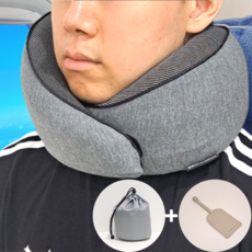 인터리더 여행용 목베개 기내용 비행기 휴대용 기내 쿠션, 시크 블랙