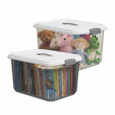 多用途透明整理箱，厚實耐用手提收納箱，居家置物整理箱，防塵防潮可堆疊, 透明黑, 1個