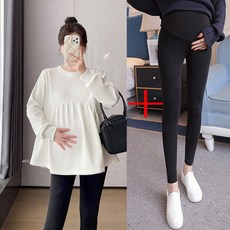 임산부 투피스 세트 캐주얼 봄 가을 임부복 루즈핏 라운드 맨투맨 + 레깅스 팬츠 상하의 세트 기질 임부 상하 투피스 세트 CY