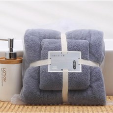 熱銷 秒出【台灣公司現貨】珊瑚絨毛巾浴巾組 買大送小 浴巾 毛巾 吸水毛巾 洗臉巾 超細纖維 珊瑚絨浴巾 乾髮帽 包頭巾, 【珊瑚絨浴巾+毛巾】深灰, 1個