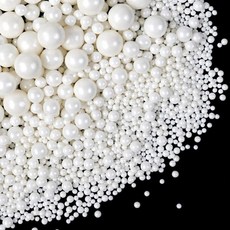 Joyvitas 스프링클 데코 장식 먹을 수 있는 흰색 진주 설탕 케이크 장식용 사탕 컵케이크 토퍼 150g5.29oz 믹스 베이킹 부활절 웨딩 파티 크리스마스 용품, 흰 진주, 150g, 1개