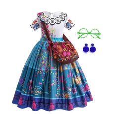 DYJJKM Mirabel 여아용 코스튬 매직 가족 드레스 코스프레 공주 할로윈 파티 의상 (블루 만 3-4세)