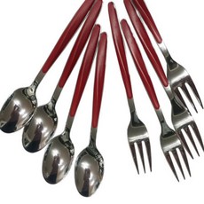 구찌니 티스푼+디저트포크 8P세트 고급스러운 카페 디저트 스푼+포크 세트, 티스푼+포크 8P세트, 1세트