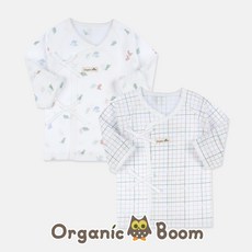 [오가닉붐]인증받은 진짜 오가닉 태열방지 무형광 여름 출산 다이노 코튼메쉬 신생아 아기 유기농 배냇저고리 배내저고리