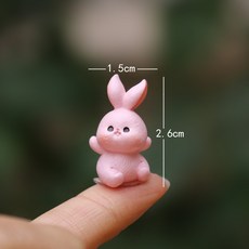 兔子家族 園藝造景小白兔 耳朵兔子 水族造景 魚缸造景 多肉盆栽 園藝裝飾 桌上佈置 微景觀 苔蘚生態瓶, 1個, 04 粉兔
