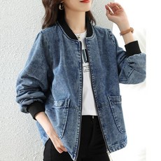 COSYEVNO 봄 여성 데님 코트 루즈핏 캐주얼 청 야구점퍼