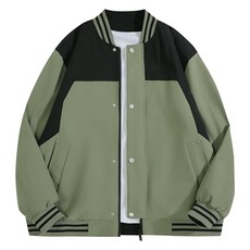 투니스 스타일리시 캐주얼 루즈핏 스플라이싱 긴소매 야구 점퍼