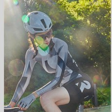 全店低價 自行車衣 自行車服 騎行服 春季新款騎行服女款春秋長袖透氣防曬戶外公路自行車女士上衣, 水墨色-下襬寬織帶,XL（125-136斤）, 1個