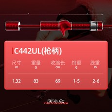 釣友俱樂部 釣迷微物路亞竿套裝 槍柄+K108水滴輪, 1.32米UL-槍柄單竿【玻纖彈射竿】
