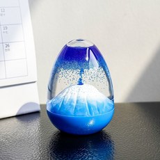 【臺灣出貨】微型火山噴發 解壓神器 新奇油漏沙漏 創意桌面液體擺件 解壓擺件 兒童玩具 朋友情侶禮物 個性擺件, 蓝色火山喷发【超解压 送礼推荐】