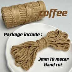 3mm 11 야드 35 색상 옵션 Macrame 코드 코튼 로프 4 플라이 트위스트 Macrame 스레드 Macrame 용품 DIY 공, 01 3mm 10Meters, 16 Coffee