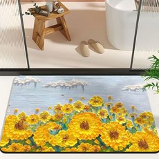 히트잇 1+1 해바라기 빨아쓰는 규조토 발매트 모던 욕실 화장실 미끄럼방지 매트, 2개