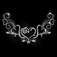 1개 유리 핫픽스 라인스톤 다리미 부착형 아플리케 의상 액세서리 (옷 가방 바지용) 하트 모양 297x210mm, 투명색