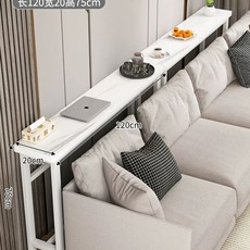 뒤 틈새 수납장 협탁 사이드 미니 얇은 선반 테이블, S. 단면 120x20cm  흰색  흰색 프레, S. 단면 120x20cm 대리석 흰색