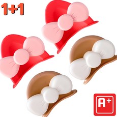 알탱고 [1+1]귀여운 동물 /리본 고양이+곰/ 귀 헬멧 부착형 장식 레포츠용 선물용, 3.고양이(레드/핑크)+곰(브라운/화이트)