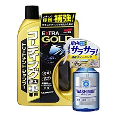 Soft99 Extra Gold 鍍膜洗車精 750ml + Wash Mist 內裝清潔劑 300ml, 1套