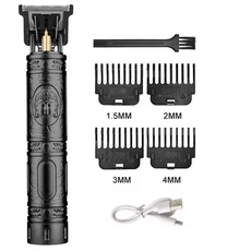 남성용 전문 헤어 커팅 머신 빈티지 T9 클리퍼 면도기 트리머 충전식 조각 마크, 06 060-BlackBuddha