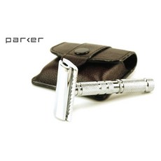 GOODFORIT 美國Parker 旅行安全刮鬍刀四件組，鍍鉻便攜刮鬍刀具組，旅行刮鬍刀推薦, 1個, 1