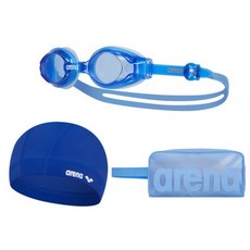 아레나 아동 생존수영키트 수경 수영모자 수영가방3종세트, 1개, 블루3종세트