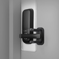 모락 현관문 안전고리 이중장금 문손잡이 안전잠금장치 블랙, 1개