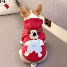 狗狗貓咪秋冬保暖絨毛衣服 適用於雪納瑞 小型犬 中型犬, 連帽加絨衛衣【掌門狗公仔】,S 建議2.0-3.0公斤, 1個
