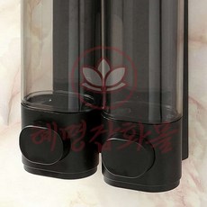 혜명잡화마트 벽걸이 물비누 디스펜서 2구 300ml 블랙, 1