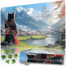 Playmat MTG TCG DND 보관 가방 및 주사위 7개 포함 프리미엄 엣지 잠금 디자인 플레이 매트 매직 플레이매트 게이밍 매트용 존 포함 (스켈레톤 군대 61 x, Spring Village