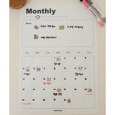 리틀빈 비스포크 오브제 냉장고 달력 접착 스케줄 보드, 1개, 세틴그레이 월간