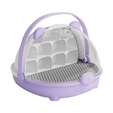 통기성 구멍이 있는 누에 사육 상자 접이식 손잡이가 플라스틱 곤충 서식지 케이지 투명한 문이 관찰 캐, 04 Purple