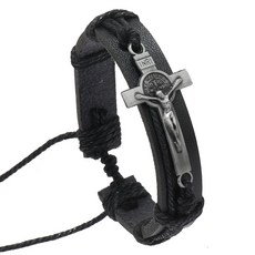 남성 크로스 선반 레트로 스트리트 가죽 팔찌 멀티 레이어 직조 니치 디자인 다목적 매력 주얼리 신제품, 01 1