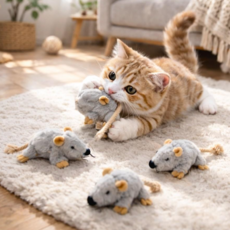 MAAH 고양이 리얼쥐 애착 인형 장난감 CB-53, 4개, 혼합색상