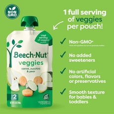 Beech-Nut 베이비 토들러 푸드 파우치 과일 야채 요거트 퓨레 이유식 3.5oz 18, 혼합색상, 18개, 기본 구성