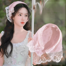 봄별 레이스 쉬폰 보닛 두건 머리띠 여름 헤어밴드