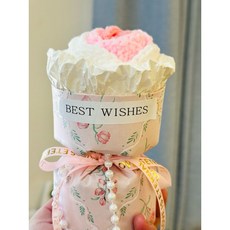 手工編織花束 康乃馨玫瑰造型毛線花 永生花禮 居家裝飾擺飾, 15CM高針織玫瑰花