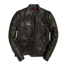 Superdry Endurance Moto 皮夾克 真皮騎士機車復古仿舊黑色, 復古黑色,M, 1個
