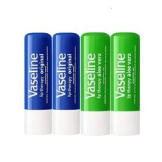바세린 립테라피 스틱, 오리지널+알로에베라, 4.8g, 4개