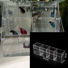 透明亞克力鬥魚缸 多格多層魚缸 鬥魚 隔離盒 小型養魚缸, 單層4小格迷你鬥魚小魚缸, 1個