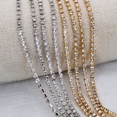 고밀도 크리스탈큐빅 네일 체인 20cm, 실버2mm, 1개, 실버2mm