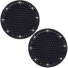 M U 2PCS 컵 홀더 터 2 75인치 자동차 인서트 부드러운 실리콘 미끄럼 방지 충격 여성용 차량 실내 액세서리(블랙 레드), 2 pcs, Red White